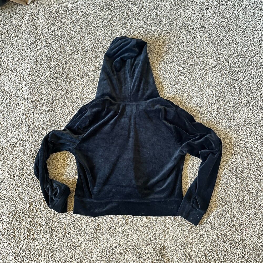 Juicy Couture Y2K Black Womens Velour Zip Up Hoodie - Picture 7 of 7